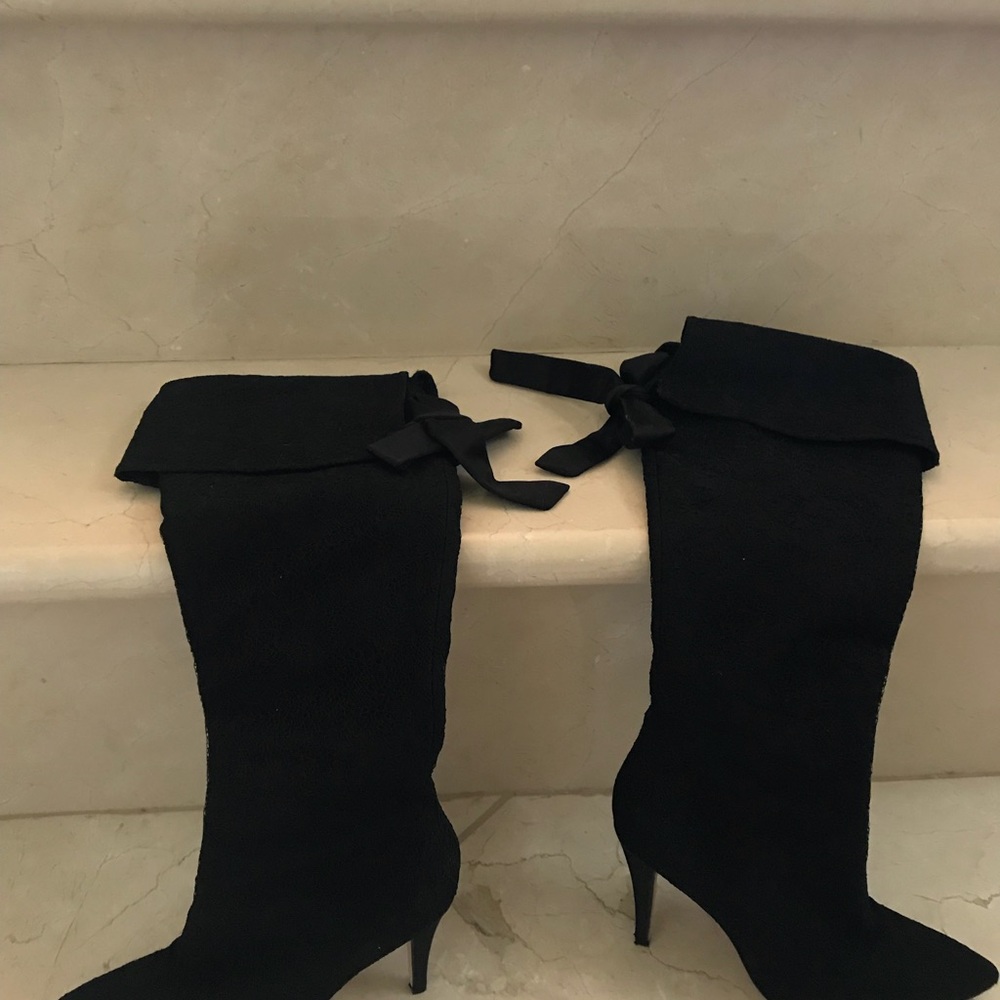 Boots by Via Spiga black lace with tie back detail